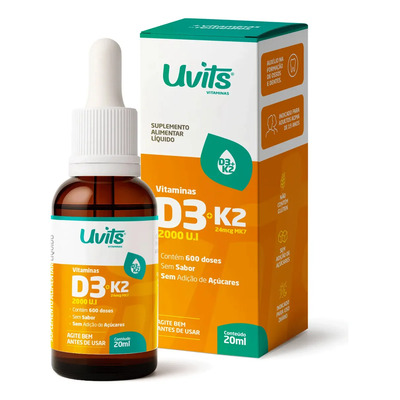 Vitamina D3 2000ui + K2 Mk7 24mcg - 600 Doses Uvits Líquida Sublingual Sem Sabor | MercadoLivre