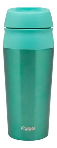 Mug Termico Con Botón Keep 450ml Tipo Vaso Color Turquesa Boton Value