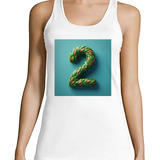 Musculosa Mujer Numero 2 Arte Con Forma Hojas Realista M1