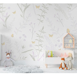 Papel De Parede Florais Borboletas Quarto Infantil 7m² Vr584