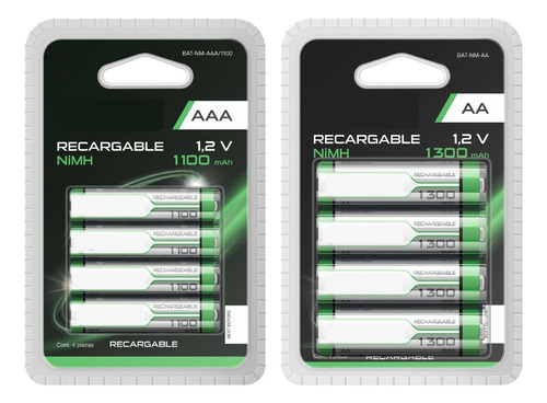 Kit De 4 Baterías Aa Y 4 Aaa Para Cargador Recargables Stere