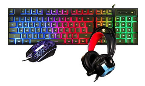 Kit Teclado Mouse Gamer Profesional Retroilumin Usb Negro