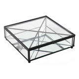 Porta Joias Vidro Transparente Metal Preto 20x6cm Kv0240 Btc