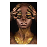 Vinilo 50x75cm Mujer Oro Manos En La Cara Maquillaje