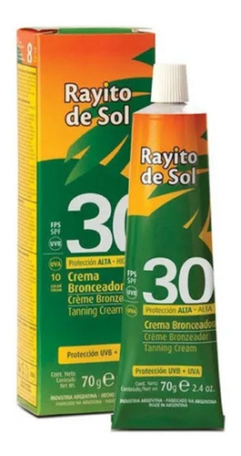 Protector Solar Rayito De Sol Crema Bronceadora Fps30 70g