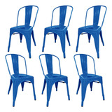 Set X6 Sillas Tolix Colores Especiales Estructura De La Silla Tono Azul Claro