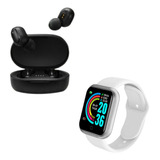 Combo Smartwatch D20 Y68 + Auricular Inalambrico A6s Negro