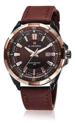 Reloj Hombre Naviforce Elegante Cuero De Lujo Original 9056