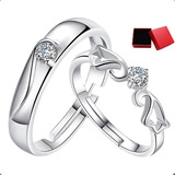 6pcs Anillos De Pareja Plata Compromiso Promesa Ajustable