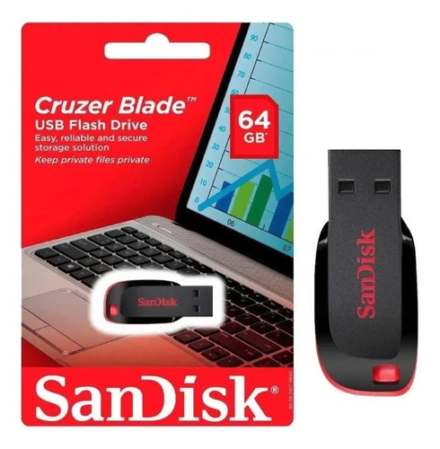 Kit Com 10 Pen Drive 64gb Cruzer Blade Usb 2.0 Sandisk