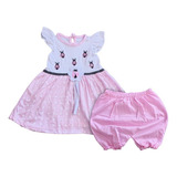 Conjunto 2 Piezas Vestido Y Bombacha / 0-3  Meses 