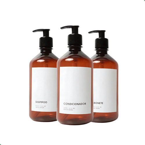 Kit Frasco Âmbar Banheiro Shampoo Condicionador 500 Ml Luxo