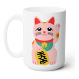 Taza Suerte Japonesa Maneki Neko Gato Tradicional