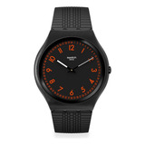 Reloj Swatch Brushed Red De Caucho Negro Ss07b106 Ss