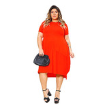 Vestido Feminino Plus Size Soltinho Mullet Manga Curta Lindo