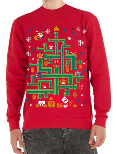 Sueter Navideño Gamer Super Mario Bros Arbol Navidad