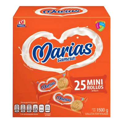Galletas Marias Gamesa Caja Con 25 Mini Rollos De 60 Gr C\u002Fu | Meses sin interés