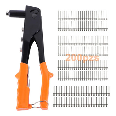 Pistola De Clavos Palet Tuerca Remache Remachadora Manual 201pzs, Portátil Profesional Pistola De Fijación De Pared De Clavos 10 Pulgada Con Llave 200 Remache 4 Broca Para Plástico Metal Aluminio Tubo | MercadoLibre