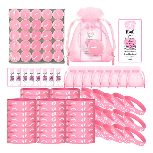 50pzs Velas Recuerdos Baby Shower Favors Con Pulseras+bolsa | Meses sin interés