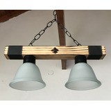 Lampara Colgante 2 Luces Madera Rustica