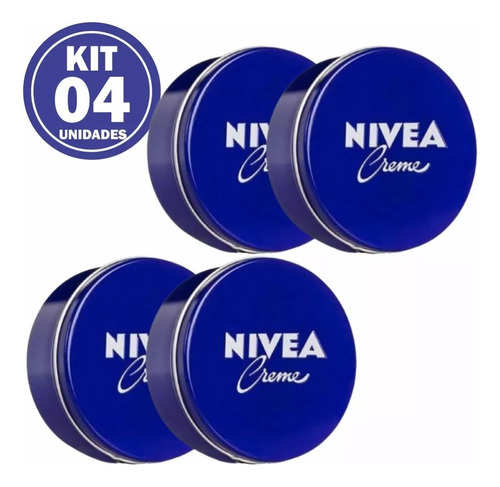 Kit 4 Creme Nívea 400ml Lata Azul Importado + Brinde