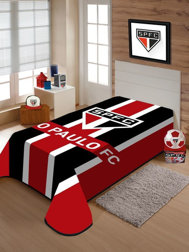 Cobertor Oficial São Paulo Solteiro Tricolor Jolitex Grosso