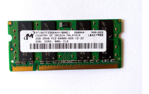 Memoria Micron Ddr2 800 - 6400 - 2 Gigas Para Portátil