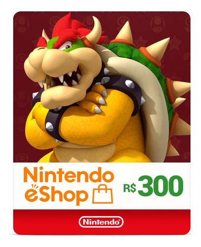 Cartão Gift Card Nintendo Eshop 300 Reais Nintendo Digital  R