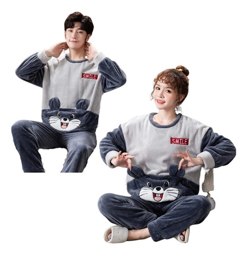  Pijama Unisex Ultrasuave Polar Invierno Manga Larga 2pcs