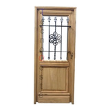 Puerta Madera Maciza Grandis Reja Artística Flor 80x200 