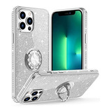 Funda Para iPhone 13 Pro-6.1 -anillo-brillo Diamante-plata