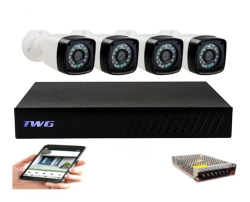 Kit Cftv 4 Câmeras Multi Hd 720p 1mp Dvr 6x1 1080n Twg