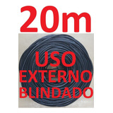 Cabo Rede Cat5e Preto 20m Externo Blindado Net Pronto Usar