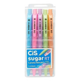 Kit Caneta Esferográfica Cis Sugar Rt 5 Cores Pastel 1.0mm