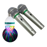 Combo X2 Microfonos Profesionales Fiesta Karaoke + Foco Led