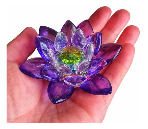 Flor De Lótus Violeta Em Cristal Decoração Enfeite