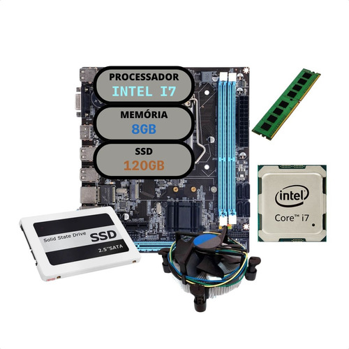 Kit Upgrade Intel Core I7 Placa Mãe H61 8gb Ddr3 Ssd 120gb