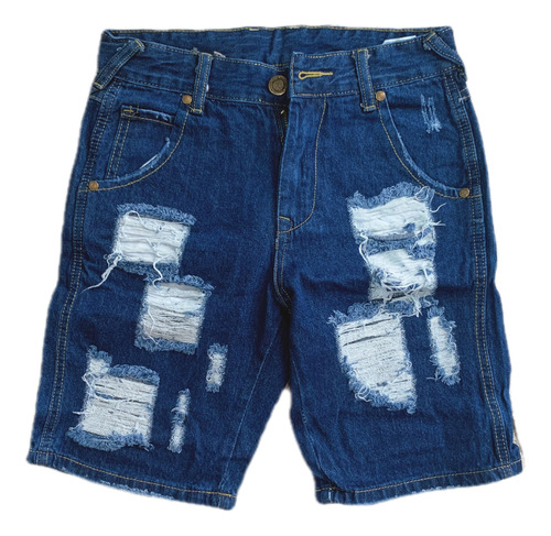 Short Hombre Bermuda De Mezclilla Casual Azul Pantalón Corto