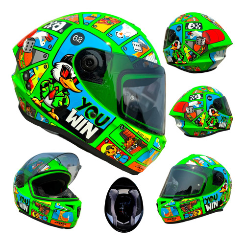 Casco Para Moto Game Verde Draken Axxis Certificado Ece 2206