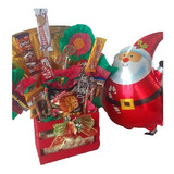 Box Premium Navideño Con Confituras Y Globo De Papá Noel