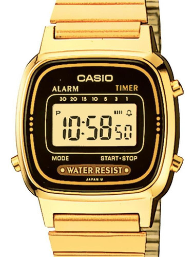 Reloj Casio Vintage Unisex-la670wga-1vt Color De La Correa Dorado