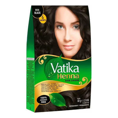 Tinte Para Cabello Sin Amoniaco Vatika Hanna Color Negro Tono Negro Rich Black | Meses sin interés
