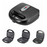 Sandwichera Grill Wafflera Daewoo 3 En 1 Dsm-9780 Negro