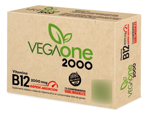 Vegaone 2000 Vitamina B12 Sublinguales X15 Comprimidos 