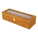 Caja De Reloj De Madera Con Pantalla De 6 Rejillas, Transpar