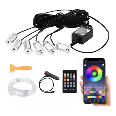 Luz Ambiental Led De Neón Rgb 6 En 1 Para Interior De Coche, | Meses sin interés