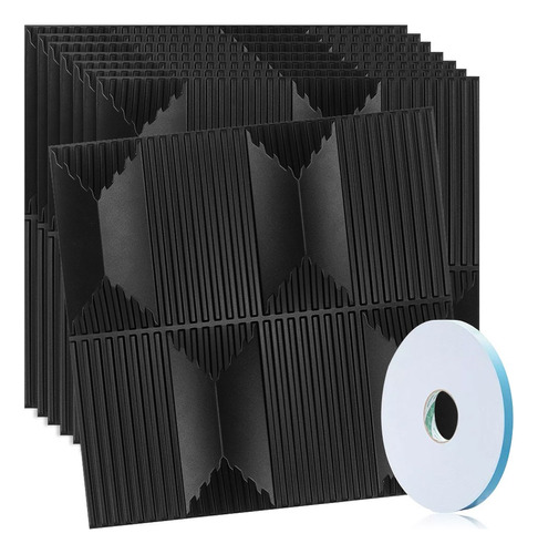 Paneles Decorativos Paredes 3d Pvc Negro 50x50cm 12 Piezas