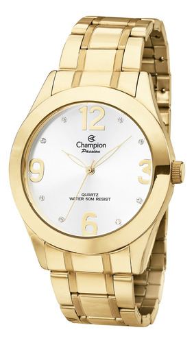 Relógio Feminino Dourado Grande Champion Ch24268h Original