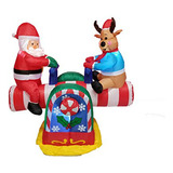 4 Papá Noel De Navidad Animado Inflable Y Reno En Teeter Tot