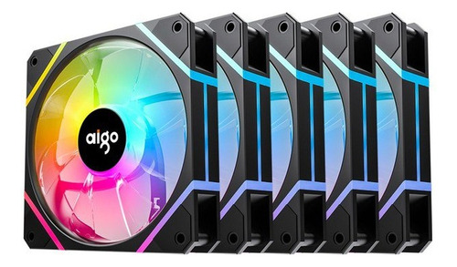 Kit 5x Fans Aigo Am12pro (preto) + Controladora Aigo